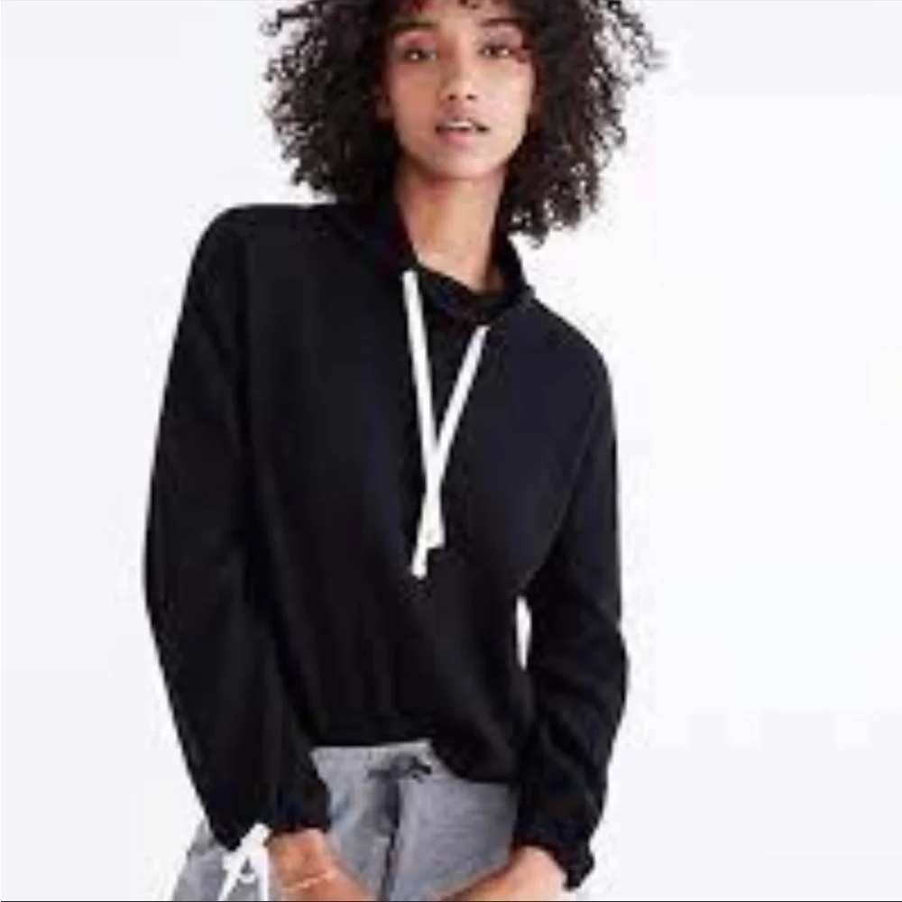 Mile(s) Madewell Funnelneck Tie-Sleeve Sweatshirt Black XS
